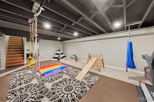 100 Calverton Rd, Saint Louis, MO 63135 - rec room with baseboards and carpet floors