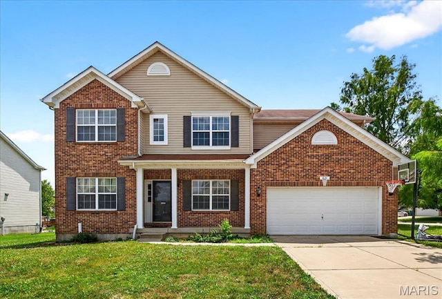 621 Royal Crest Way, Ofallon, IL 62269 - traditional home featuring driveway, a garage, a front lawn, and brick siding