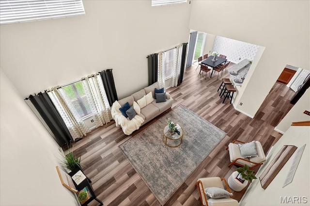 621 Royal Crest Way, Ofallon, IL 62269 - living area with a towering ceiling and wood finished floors