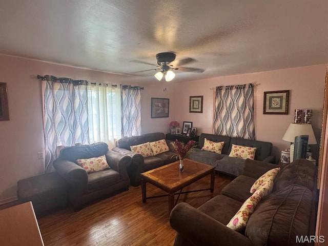 737 Price St, Poplar Bluff, MO 63901 - living room featuring ceiling fan and hardwood / wood-style flooring