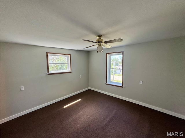 207 Cordia Ave, Potosi, MO 63664 - empty room with plenty of natural light, a ceiling fan, and dark colored carpet