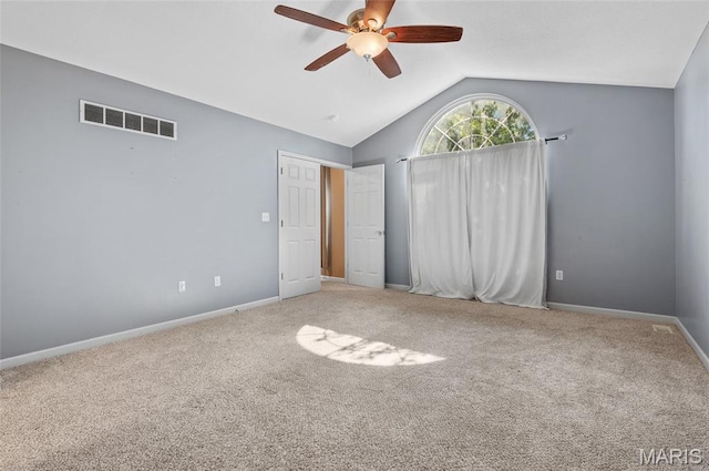 1817 Partridge Pl, Edwardsville, IL 62025 - unfurnished bedroom with lofted ceiling, carpet floors, and a ceiling fan