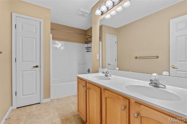 1817 Partridge Pl, Edwardsville, IL 62025 - full bathroom with double vanity and shower / tub combination
