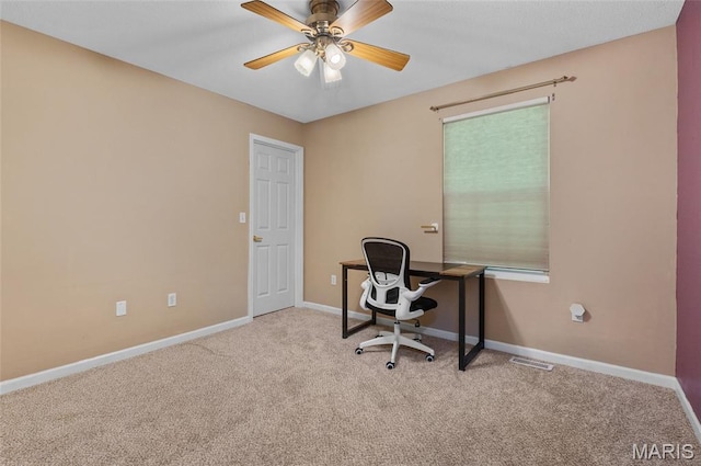 1817 Partridge Pl, Edwardsville, IL 62025 - home office with carpet flooring and ceiling fan