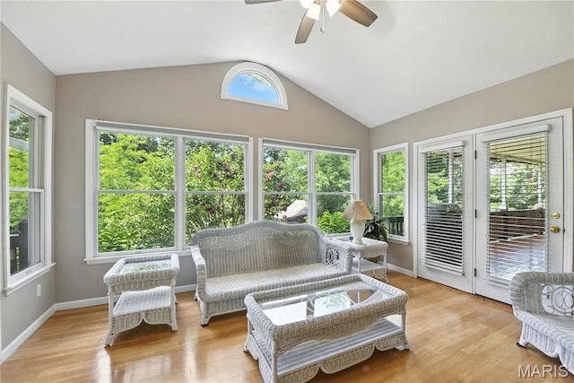 1605 High Sierra Dr, Foristell, MO 63348 - sunroom featuring lofted ceiling, wood finished floors, and french doors