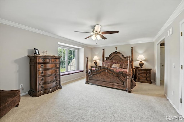 1605 High Sierra Dr, Foristell, MO 63348 - bedroom with carpet flooring, crown molding, and a ceiling fan