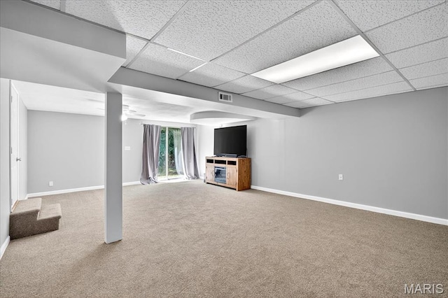 1826 Fairwood Forest Dr, Saint Peters, MO 63376 - basement with carpet flooring and a paneled ceiling