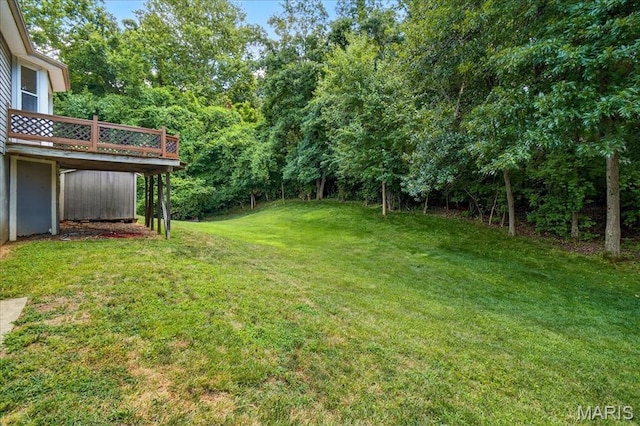 1826 Fairwood Forest Dr, Saint Peters, MO 63376 - view of grassy yard featuring a wooden deck