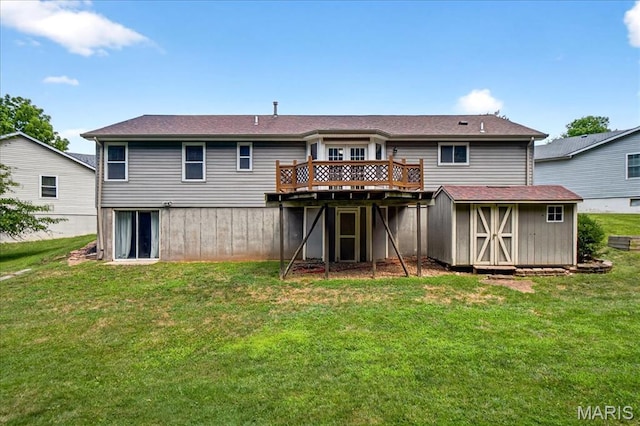 1826 Fairwood Forest Dr, Saint Peters, MO 63376 - rear view of property featuring a storage unit, a deck, and a yard
