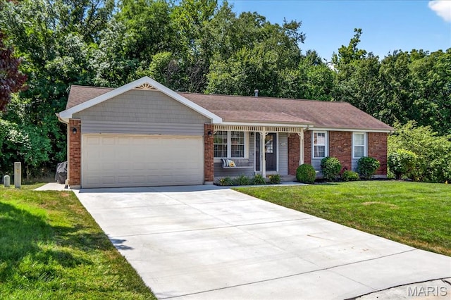 1826 Fairwood Forest Dr, Saint Peters, MO 63376 - single story home featuring a garage, concrete driveway, brick siding, and a front yard