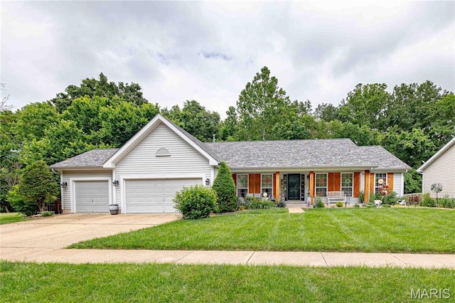 1923 Smizer Mill Rd, Fenton, MO 63026 - single story home with covered porch, an attached garage, driveway, and a front yard