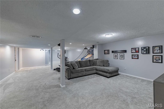 1923 Smizer Mill Rd, Fenton, MO 63026 - living room featuring carpet and a textured ceiling