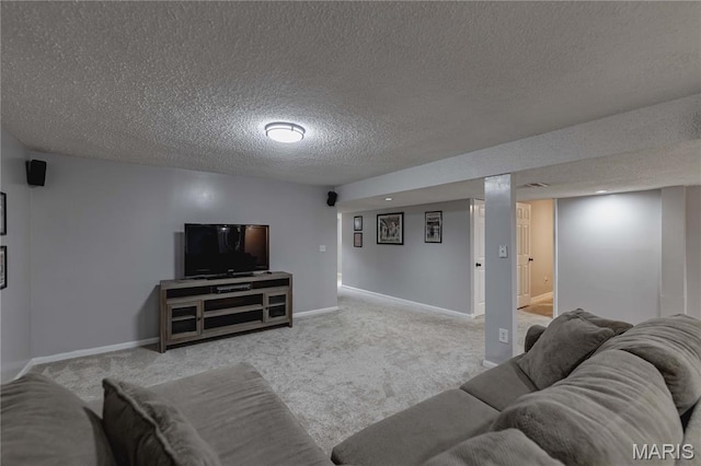 1923 Smizer Mill Rd, Fenton, MO 63026 - carpeted living room featuring a textured ceiling and baseboards