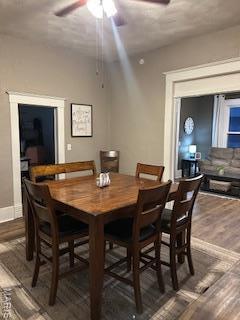 200 N Madison St, Kinmundy, IL 62854 - dining room with wood finished floors and a ceiling fan
