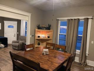 200 N Madison St, Kinmundy, IL 62854 - dining space with wood finished floors and baseboards