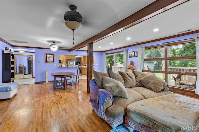17999 State Highway 177, Jackson, MO 63755 - living area featuring crown molding, light wood-type flooring, and recessed lighting
