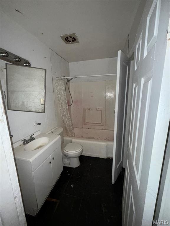 8030 Aline Ave, Berkeley, MO 63134 - bathroom with vanity, shower / tub combo, and tile patterned flooring