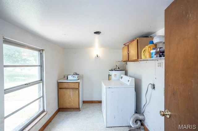 200 S Frisco, Crocker, MO 65452 - washroom with washer / dryer, electric water heater, and cabinet space