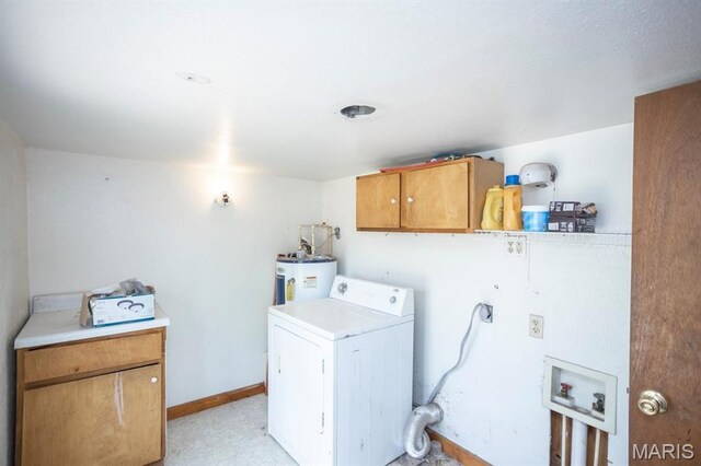 200 S Frisco, Crocker, MO 65452 - washroom featuring washer / dryer, cabinet space, and water heater