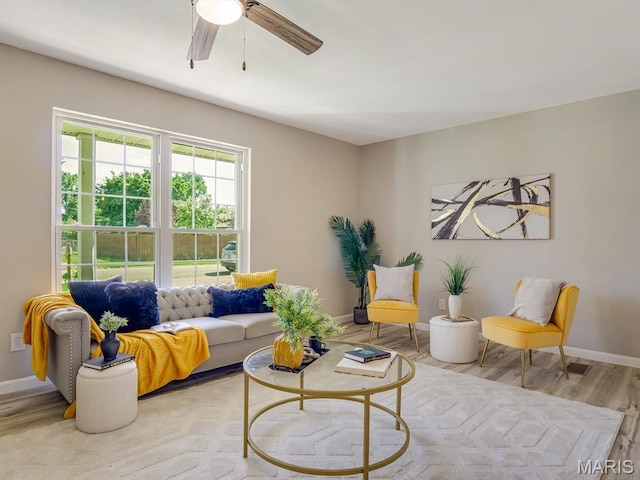 5 Chalet Ct, Fairview Heights, IL 62208 - living room featuring wood finished floors and a ceiling fan