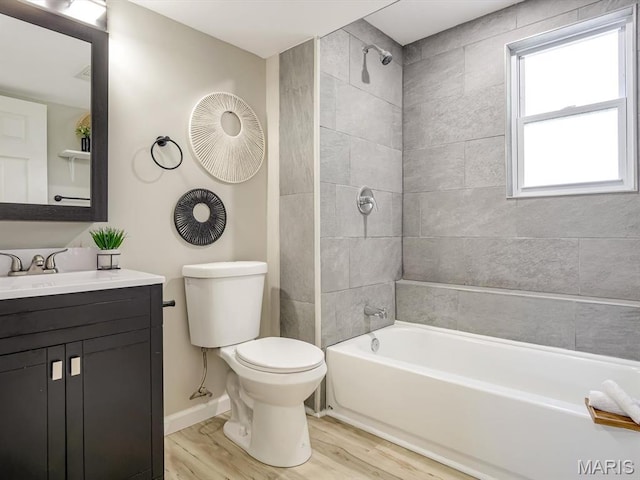 5 Chalet Ct, Fairview Heights, IL 62208 - bathroom featuring wood finished floors, vanity, and shower / washtub combination