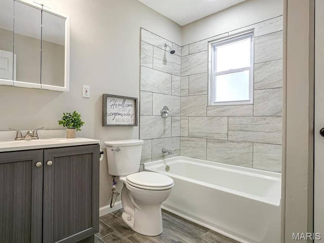 5 Chalet Ct, Fairview Heights, IL 62208 - bathroom with vanity, wood finished floors, and shower / washtub combination