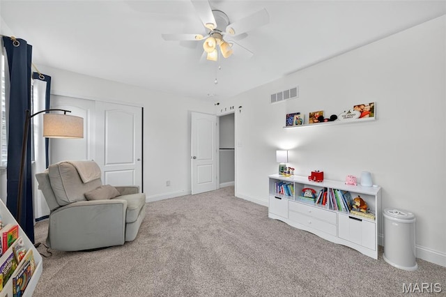 231 Flint Brook Dr, Ofallon, MO 63366 - rec room featuring carpet and ceiling fan