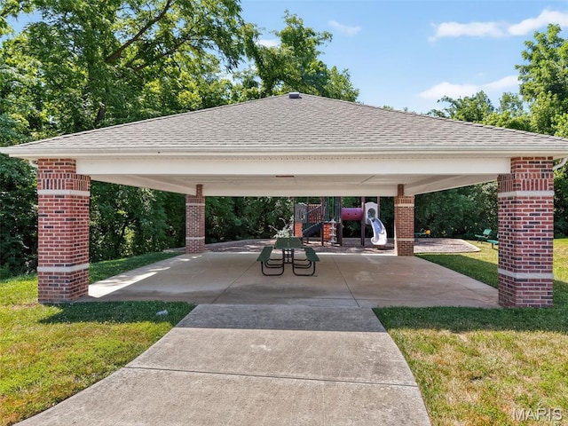 231 Flint Brook Dr, Ofallon, MO 63366 - surrounding community with a gazebo, a yard, and a carport