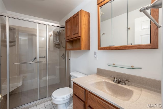 5593 Baronridge Dr Unit 7, Saint Louis, MO 63129 - full bathroom with a stall shower, vanity, and tile patterned floors