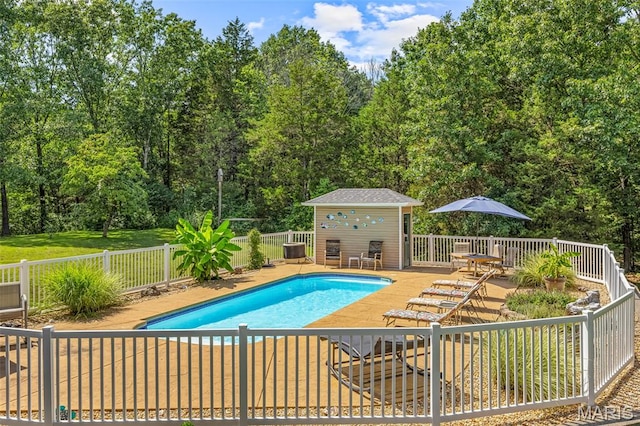 5090 Green Hills Rd, Festus, MO 63028 - view of pool with an outbuilding and a wooden deck