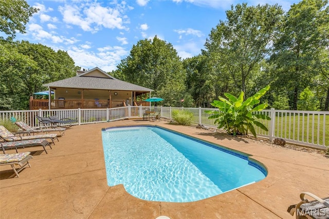 5090 Green Hills Rd, Festus, MO 63028 - view of swimming pool with a patio and view of wooded area