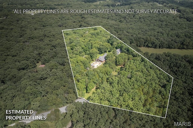 5090 Green Hills Rd, Festus, MO 63028 - aerial view of property and surrounding area featuring property parcel outlined