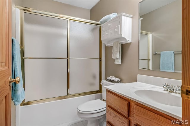 5090 Green Hills Rd, Festus, MO 63028 - bathroom with vanity, shower / bath combination with glass door, and tile patterned floors