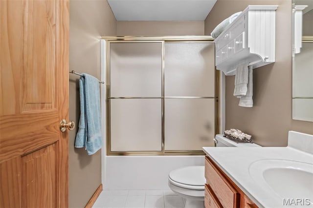 5090 Green Hills Rd, Festus, MO 63028 - bathroom featuring vanity, bath / shower combo with glass door, and tile patterned flooring