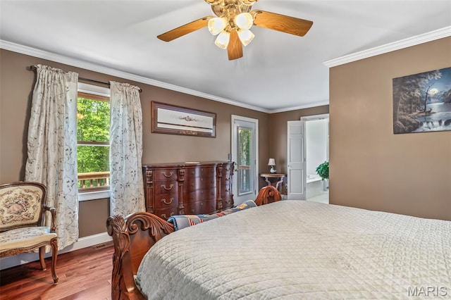 5090 Green Hills Rd, Festus, MO 63028 - bedroom featuring wood finished floors, crown molding, and ceiling fan