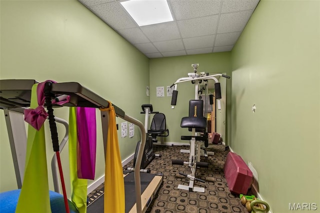 5090 Green Hills Rd, Festus, MO 63028 - exercise area featuring a paneled ceiling and carpet