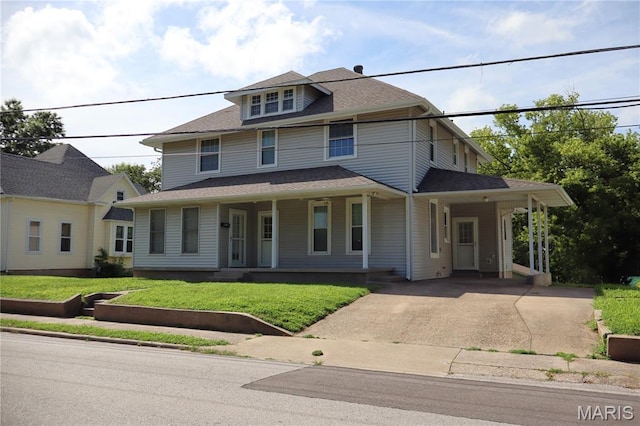 616 Greensferry Rd, Jackson, MO 63755 - view of front of property featuring concrete driveway, a porch, and a front yard