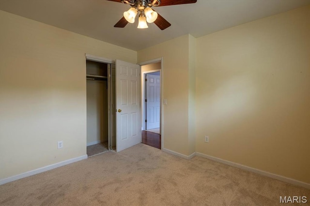 1715 Foxglove Dr, Saint Charles, MO 63303 - unfurnished bedroom with carpet floors, a closet, and ceiling fan