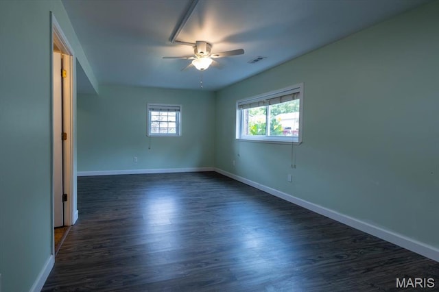 1715 Foxglove Dr, Saint Charles, MO 63303 - unfurnished room with ceiling fan and dark wood finished floors