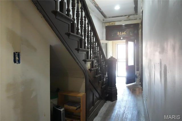 3632 Cook Ave, Saint Louis, MO 63113 - stairway with hardwood / wood-style flooring