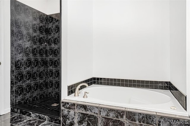 104 Miller Dr, Fenton, MO 63026 - full bathroom featuring a garden tub and tiled shower