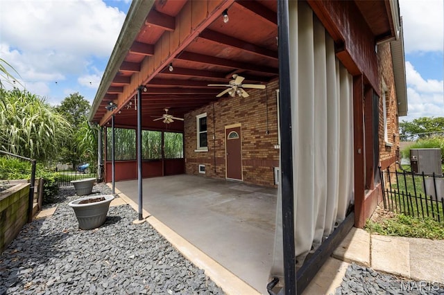 10122 Niblic Dr, Saint Louis, MO 63114 - view of patio / terrace featuring a ceiling fan and an attached carport