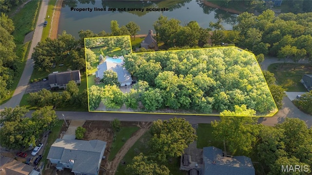 441 Rue Martel, Bonne Terre, MO 63628 - aerial overview of property's location with a nearby body of water and property boundaries highlighted