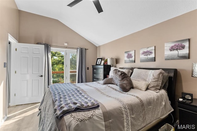 441 Rue Martel, Bonne Terre, MO 63628 - bedroom with access to exterior, vaulted ceiling, and a ceiling fan
