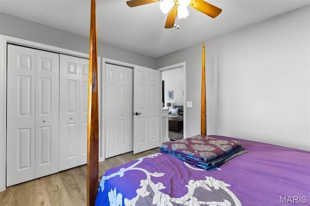 441 Rue Martel, Bonne Terre, MO 63628 - bedroom with wood finished floors, multiple closets, and a ceiling fan