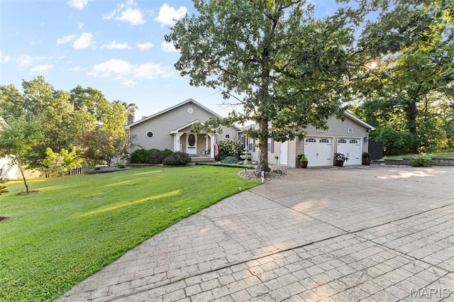 441 Rue Martel, Bonne Terre, MO 63628 - view of front of home with concrete driveway, a garage, a front yard, and a porch
