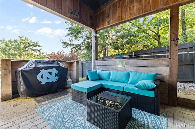 441 Rue Martel, Bonne Terre, MO 63628 - fenced backyard with an outdoor hangout area and a patio area