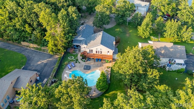 441 Rue Martel, Bonne Terre, MO 63628 - aerial view of property and surrounding area with a pool area