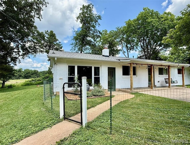 10107 Cannon Mines Rd, Cadet, MO 63630 - ranch-style home featuring a gate, a chimney, and brick siding