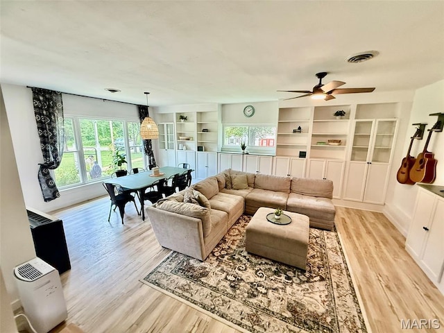 10107 Cannon Mines Rd, Cadet, MO 63630 - living room featuring healthy amount of natural light, light wood-style flooring, and ceiling fan